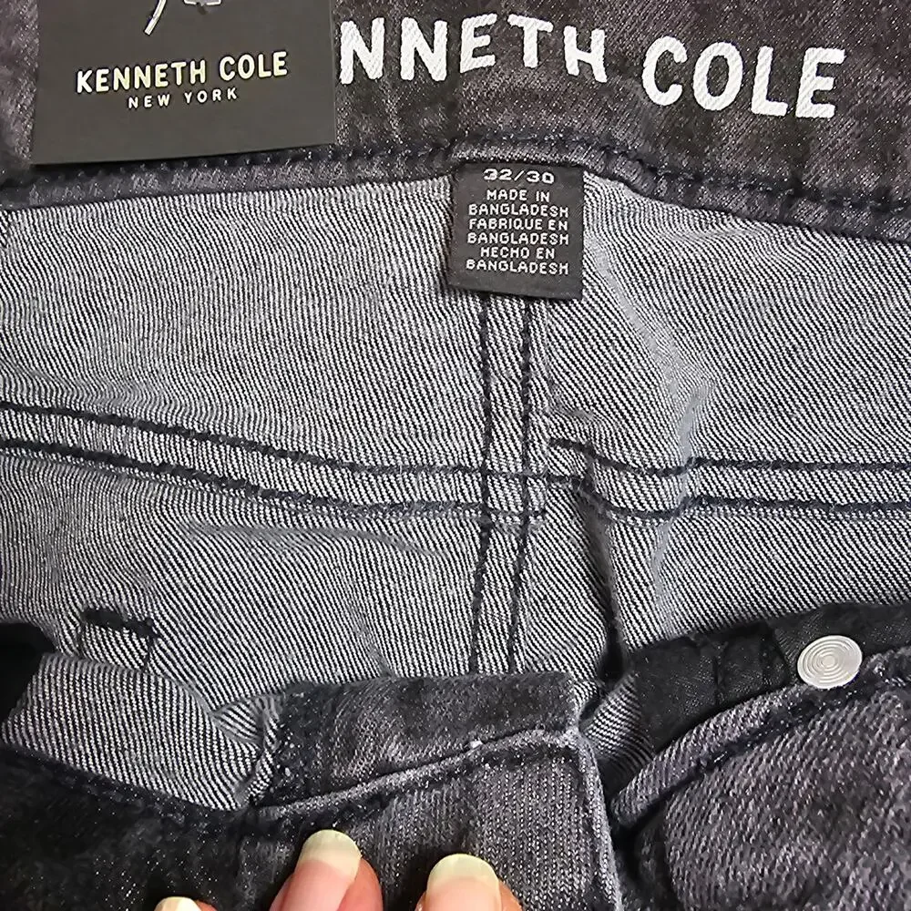 Kenneth Cole Mens size 32/30 Slim Fit Low Rise Stretch Denim Jeans Black NEW